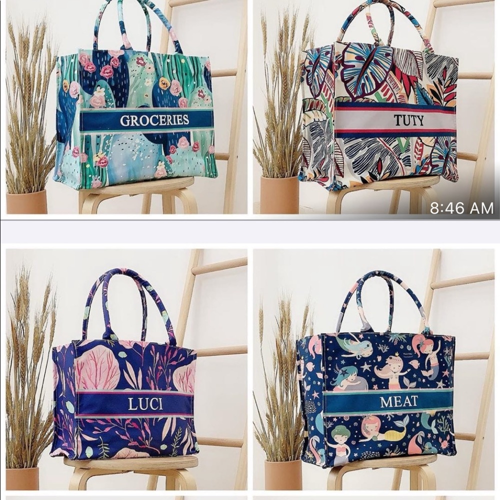 PO Custom Canvas Tote Bag with your name on it